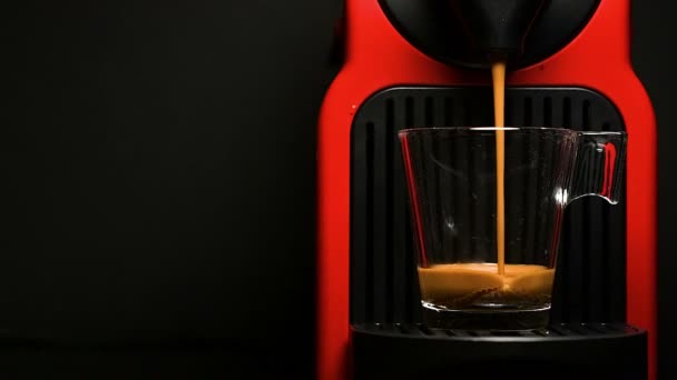 Process Making Coffee Coffee Machine Glass Transparent Cup Espresso Coffee — Wideo stockowe