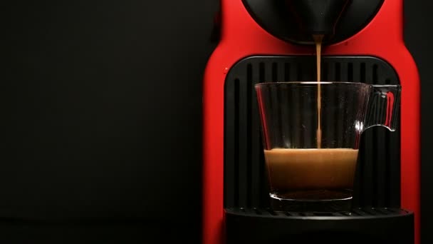 Process Making Coffee Coffee Machine Glass Transparent Cup Espresso Coffee — Stock video