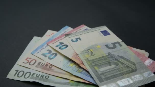 Makro Wiele Europejskich Banknotów Banknoty Pieniężne Koncepcja Finansowania Inwestycji Ujęcie — Wideo stockowe