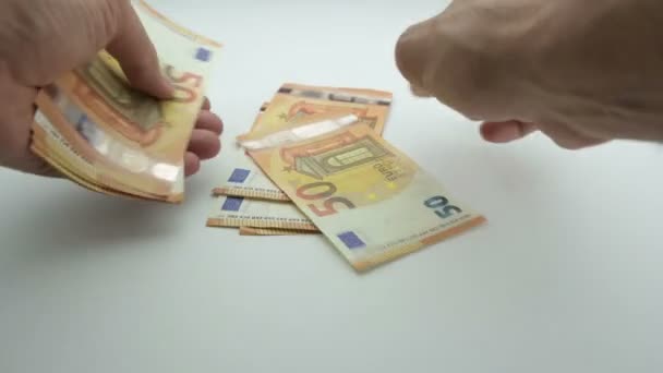 Makro Wiele Banknotów Europejskich Banknoty Pieniężne Koncepcja Finansów Inwestycji Strzał — Wideo stockowe