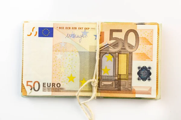Billetes Euros Efectivo Papel Moneda Billetes Euros Billetes Fondo Blanco —  Fotos de Stock
