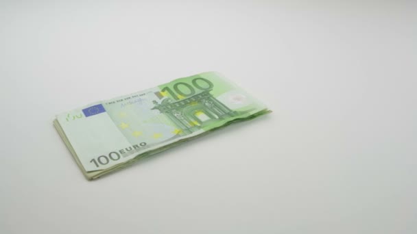 マクロ多くのヨーロッパ紙幣 現金紙幣 金融と投資の概念 100ユーロの通貨交換 ヨーロッパのビジネス経済 — ストック動画