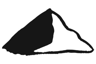 Siyah dağ çizimi beyaz arkaplanda izole edilmiş..