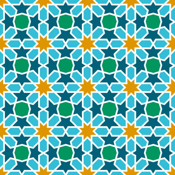 Modèle Sans Couture Dans Style Arabe Bleu Fond Musulman Traditionnel — Image vectorielle