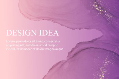 Modern suluboya arkaplan ya da zarif kart tasarımı ya da soyut mor mürekkep dalgaları ve altın lekeli duvar kağıdı ya da poster.