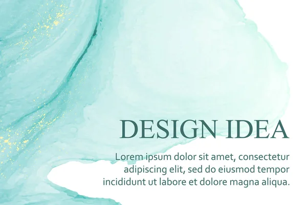 Modern suluboya arkaplan ya da zarif kart tasarımı ya da soyut turkuaz mürekkep dalgaları ve altın kaplamalı duvar kağıdı ya da poster.