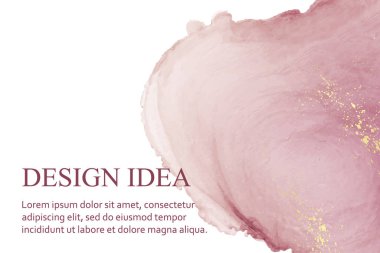 Modern suluboya arkaplan ya da zarif kart tasarımı ya da soyut pembe mürekkep dalgaları ve altın lekeli duvar kağıdı ya da poster.