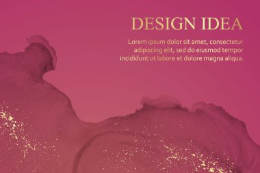 Modern suluboya arkaplan ya da zarif kart tasarımı ya da soyut pembe mürekkep dalgaları ve altın lekeli duvar kağıdı ya da poster.