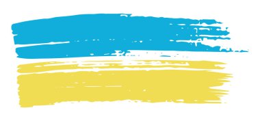 Soyut grunge tarzında Ukrayna bayrağı. Sarı ve mavi fırça darbeleri.