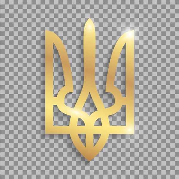Emblema Oro Ucrania Tridente Aislado Sobre Fondo Transparente — Vector de stock