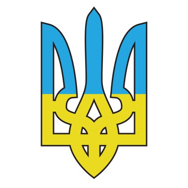 Ukrayna 'nın sarı ve mavi amblemi ya da beyaz arkaplanda izole edilmiş mızrak.