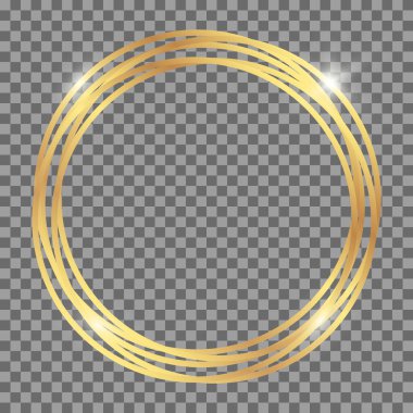 Şeffaf bir arkaplan üzerinde izole edilmiş röfleli altın daire çerçeve.