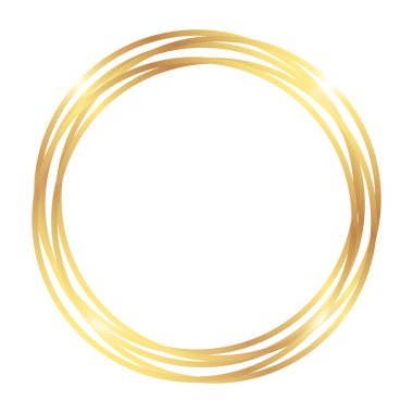 Şeffaf bir arkaplan üzerinde izole edilmiş röfleli altın daire çerçeve.