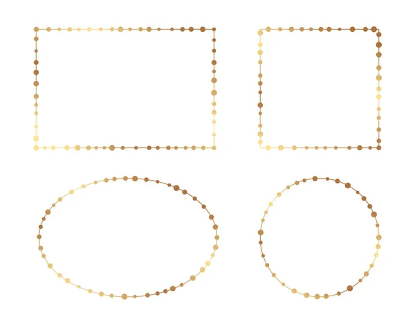 Set Different Golden Frames Beads Dots Isolated White Borders Wedding — Image vectorielle