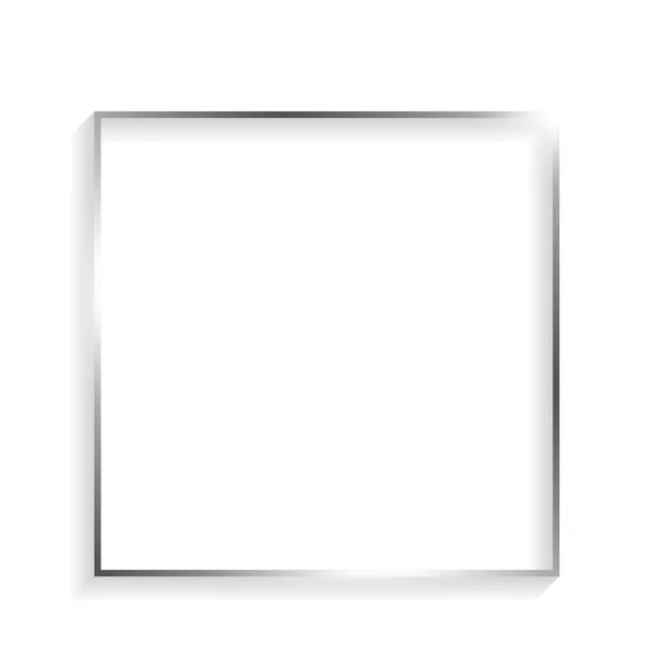 银色正方形框架 有阴影和突出物在白色背景上隔离 — 图库矢量图片