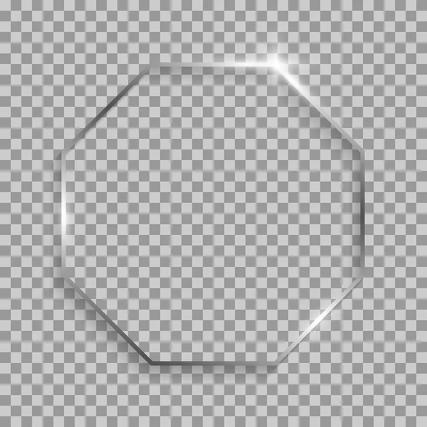 Cadre Octogone Argenté Avec Ombres Reflets Isolés Sur Fond Transparent — Image vectorielle