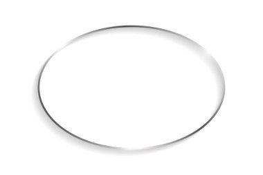 Şeffaf bir arkaplanda gölgeli gümüş elips çerçeve ve röfle izole.