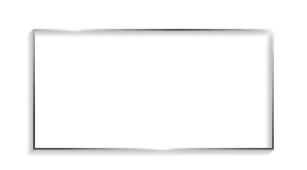 Серебряный Прямоугольник Рамка Тенями Бликами Изолированы Белом Фоне — стоковый вектор