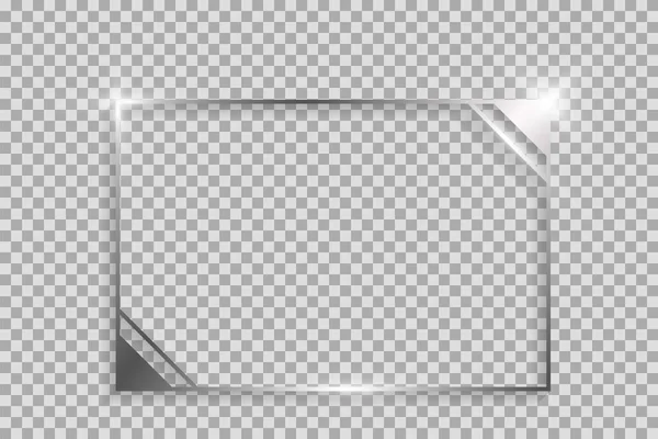 Cadre Rectangle Argenté Avec Ombres Reflets Isolés Sur Fond Transparent — Image vectorielle
