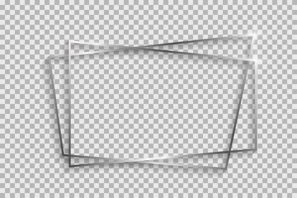 Cadre Décoratif Argenté Avec Ombres Reflets Isolés Sur Fond Transparent — Image vectorielle