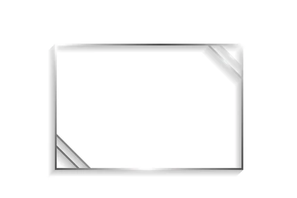 银色长方形框架 有阴影和突出物在白色背景上隔离 — 图库矢量图片