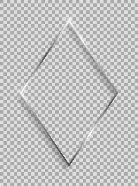 Cadre Losange Argenté Avec Ombres Reflets Isolés Sur Fond Transparent — Image vectorielle
