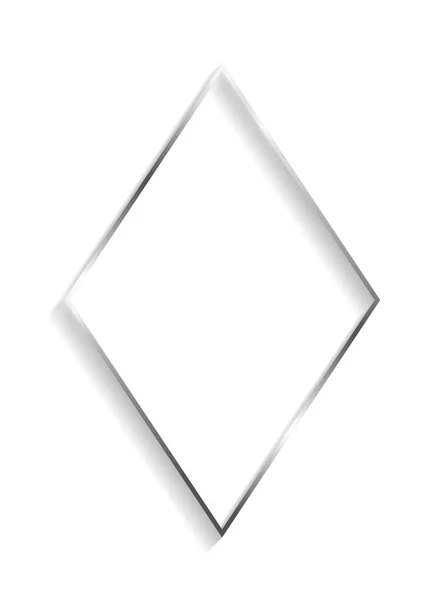 银色菱形框架 有阴影和突出物在白色背景上隔离 — 图库矢量图片