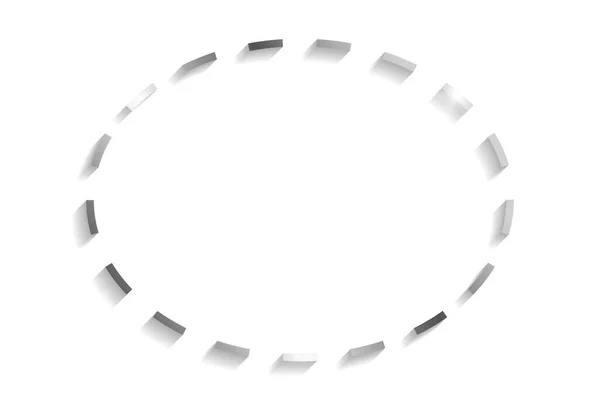 Silver Ellipse Dotted Frame Shadows Highlights Isolated White Background — Stockový vektor