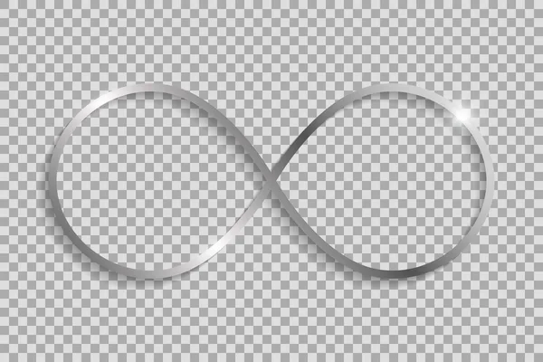 Silver Infinity Sign Shadows Highlights Isolated Transparent Background — Wektor stockowy