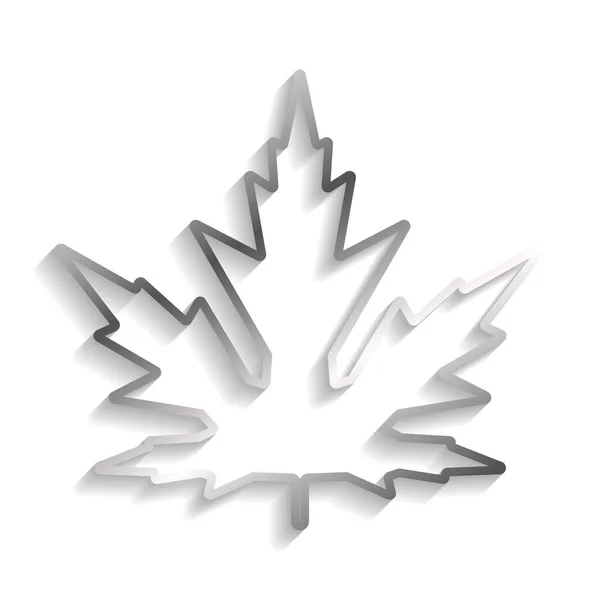 Silver Maple Leaf Frame Shadows Highlights Isolated White Background — Stockvektor