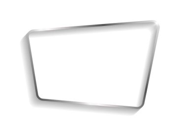 Beyaz arkaplanda gölgeler ve gölgeler olan gümüş dekoratif çerçeve.