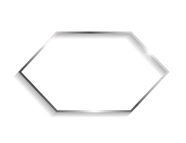 白色底座上有阴影和突出物的银质装饰框架 — 图库矢量图片