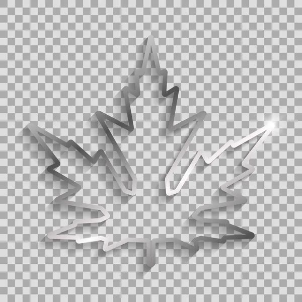 Silver Maple Leaf Frame Shadows Highlights Isolated Transparent Background — Stock vektor