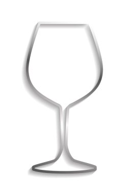 Silver wine glass frame with shadows and highlights isolated on a white background.