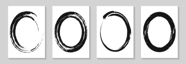 Set Black Grunge Decorative Ellipses — Image vectorielle