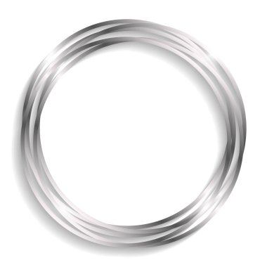 Beyaz arkaplanda izole edilmiş gölgeler ve gölgeler ile gümüş daire çerçeve.