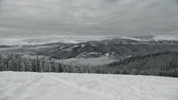 Fortfarande bred bild av vinter berg utsikt — Stockvideo