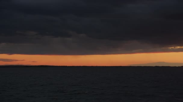 Slow Camera Pan Scenic River Storm Sky Sunset Slow Motion — 图库视频影像