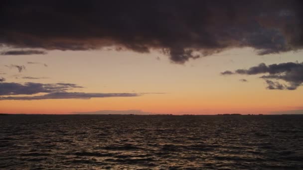 Camera Panning Scenic River Storm Sky Clouds Sunset Slow Motion — Vídeo de Stock