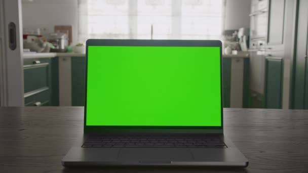Fast Optical Zoom Laptop Computer Monitor Green Screen Chroma Key — 图库视频影像