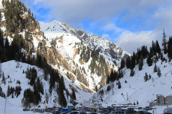 Full Parking Middle Mountain Resort Sportgastein Tourist Skiing Area Austria — Zdjęcie stockowe