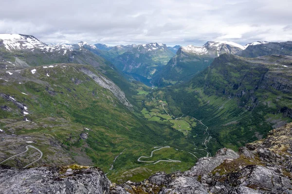 Vue Sur Fjord Geiranger Avec Montagnes Norvège — Photo