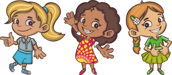 Μικρό Κορίτσι Σύμβολο Εικονίδιο Δείχνει Χειρονομία Τάξη Δροσερό — Διανυσματικό Αρχείο