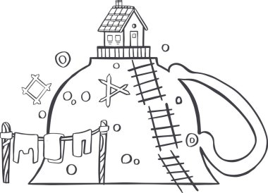 Çizgi, çizim çay ya da kahve fincanı, çay partisi ziyafeti silueti vektörü