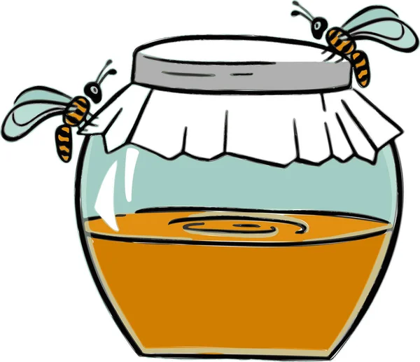 Line Sketch Honey Tea Party Feast Silhouette Vector — Stock Vector