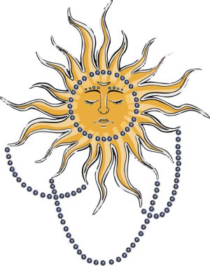 Çizgi vektör ayı Ay gökyüzündeki bulutlarda uyur