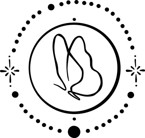 Línea Vector Mariposa Mariposa Símbolo Logo Negro — Vector de stock