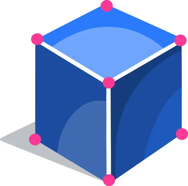 Símbolo Icono Vector Azul Cubo Volumétrico Caras Geometría — Archivo Imágenes Vectoriales