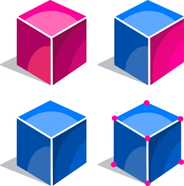 Símbolo Icono Vector Azul Cubo Volumétrico Caras Geometría — Archivo Imágenes Vectoriales