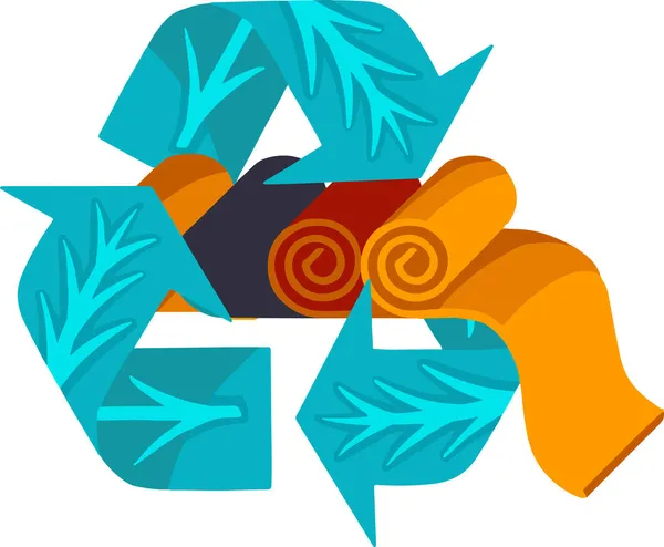 Icono vectorial símbolo del reciclaje de tejidos y textiles — Archivo Imágenes Vectoriales